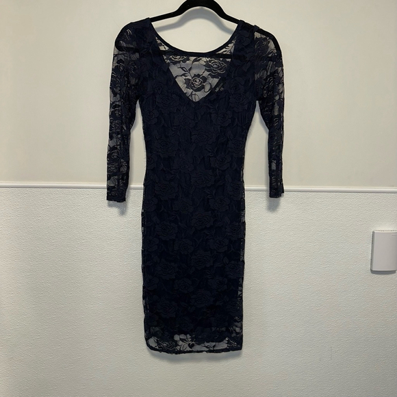 Women's Jump Apparel Dress Size 3/4 Blue Lace - Picture 1 of 10
